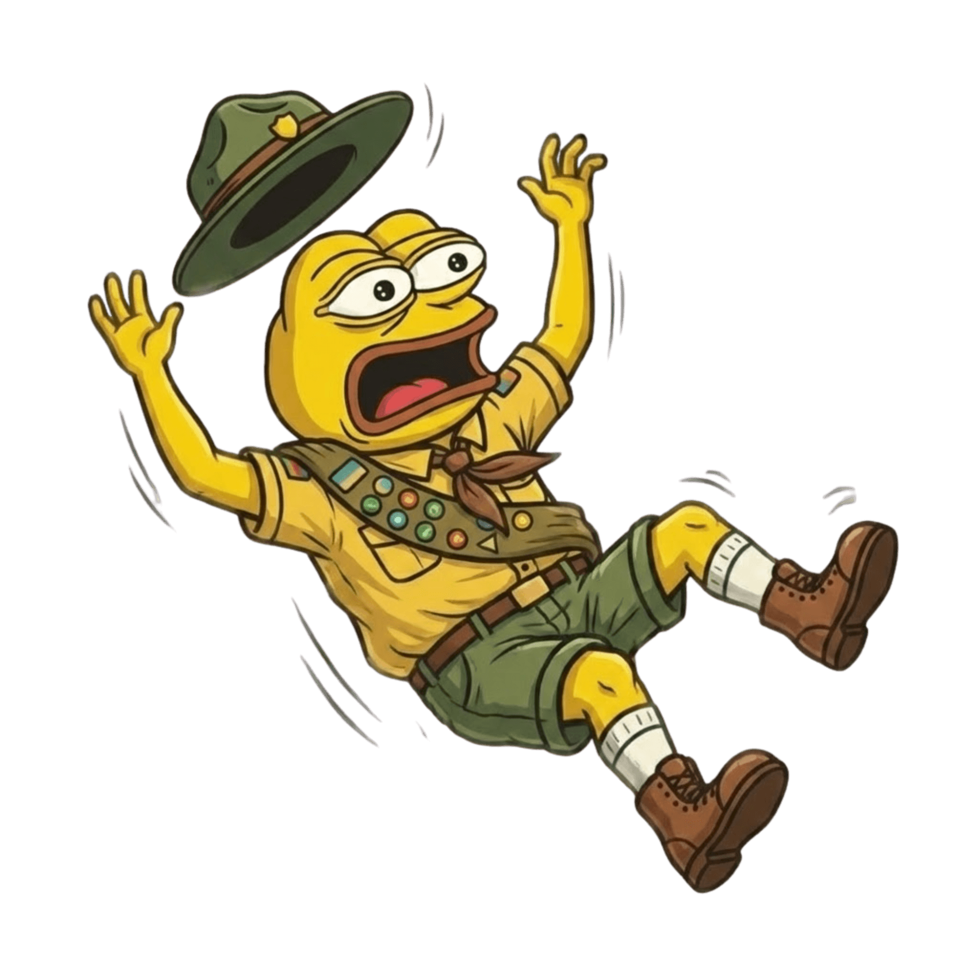 PEAKFOMO mascot falling